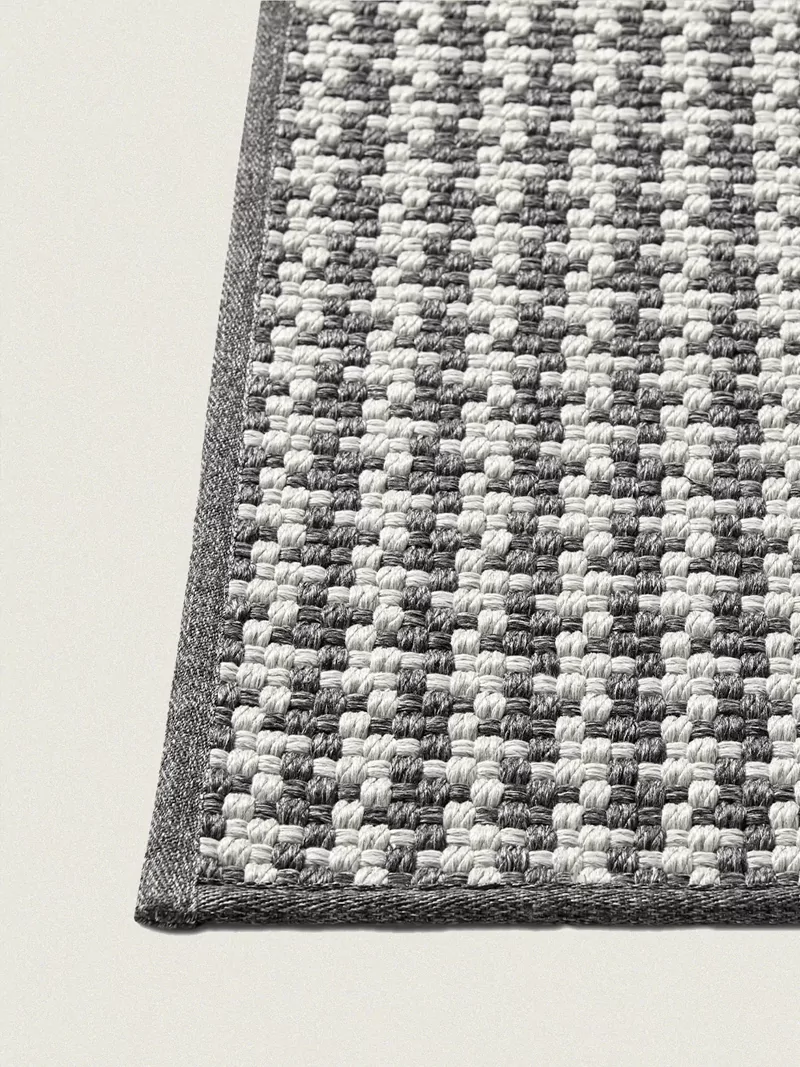 Buitenkleed sisal look met 2 kleuren grijs