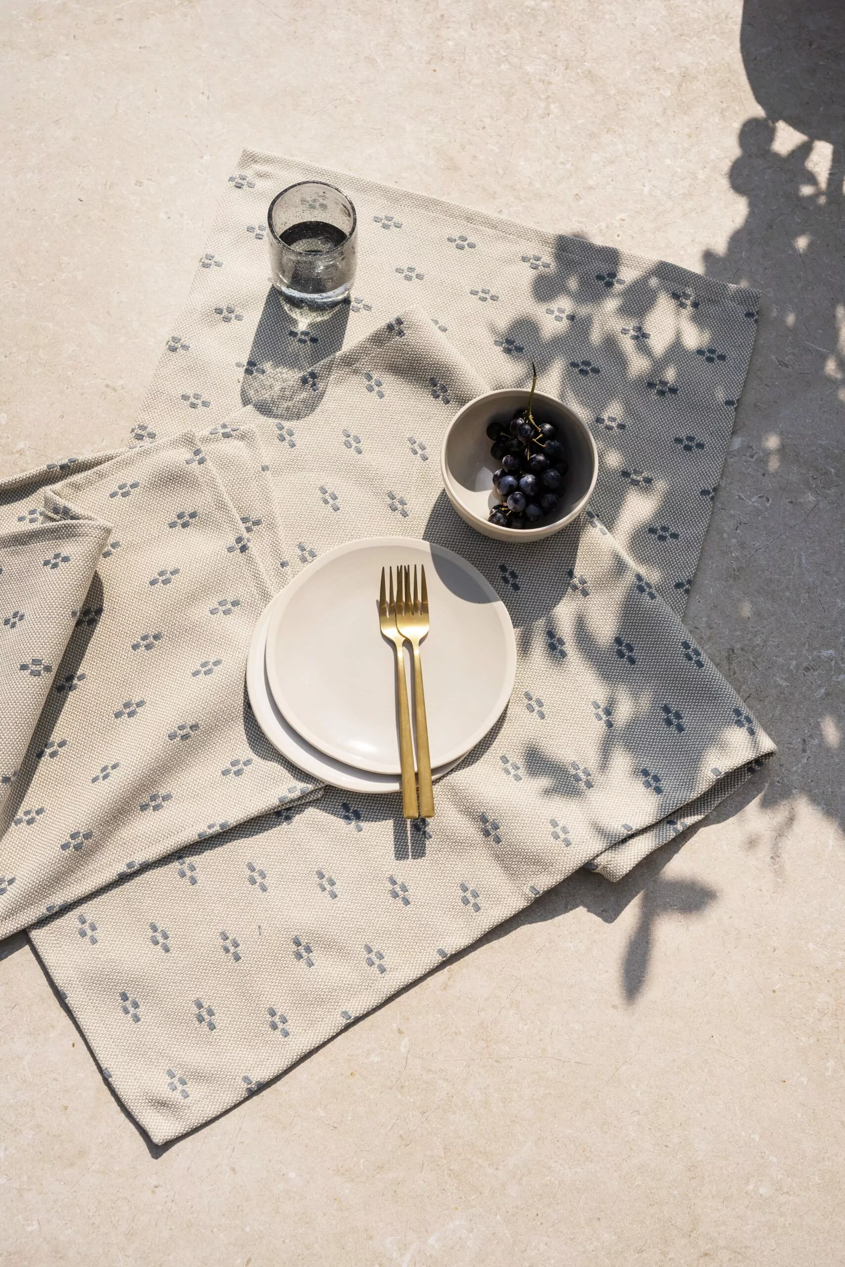 LAZE placemats ‘Clover’ beige and blue