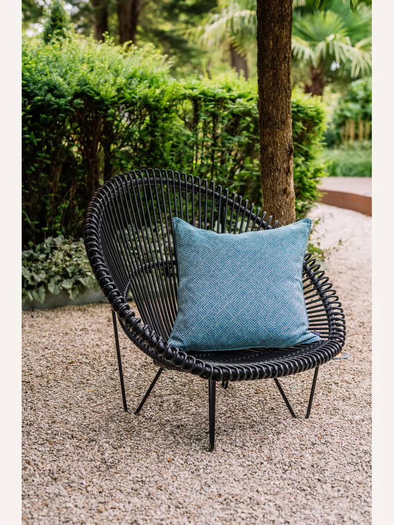 LAZE aqua en beige sierkussen voor buiten