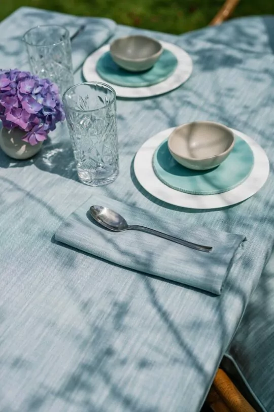 LAZE Misty aqua tafelkleed en servetten