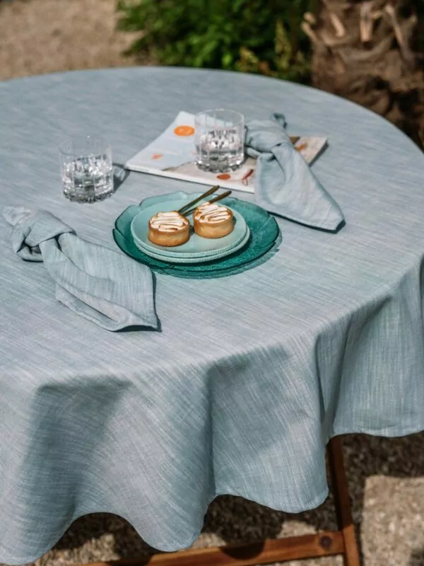 LAZE Misty aqua rond tafelkleed en servetten