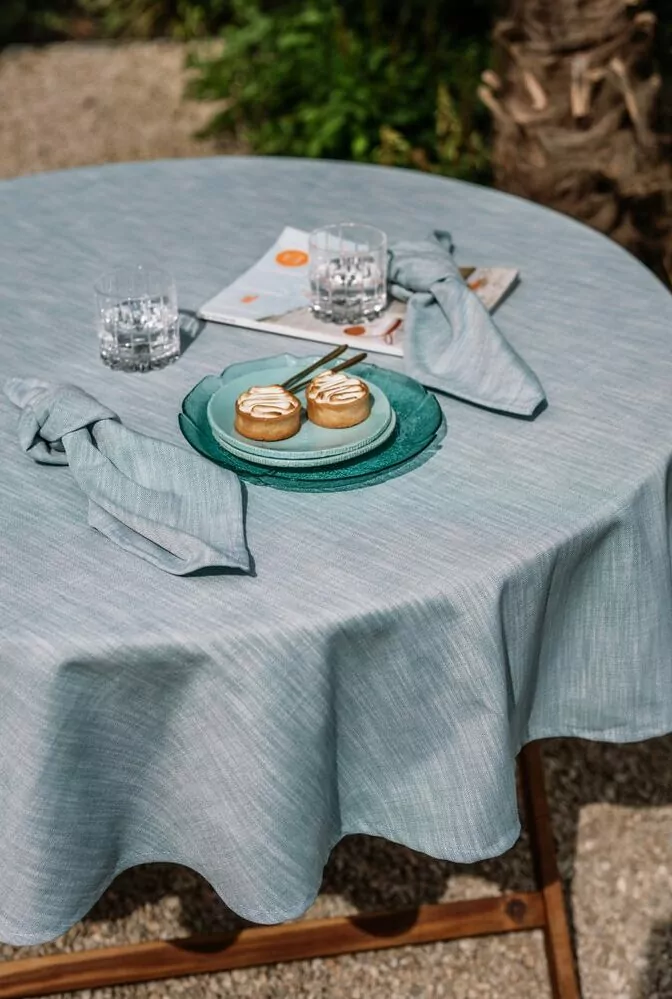 LAZE Misty aqua rond tafelkleed en servetten
