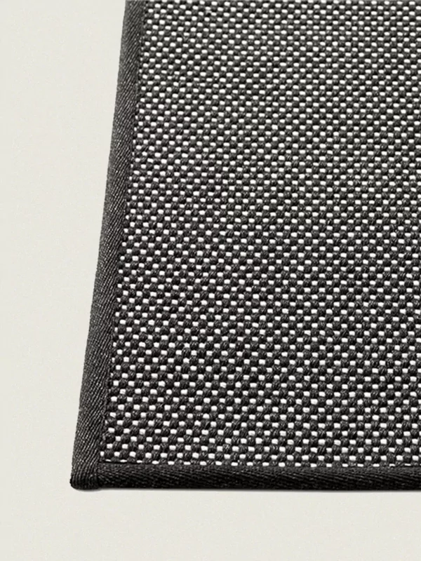 Buitenkleed sisal look fijn geweven zwart met wit