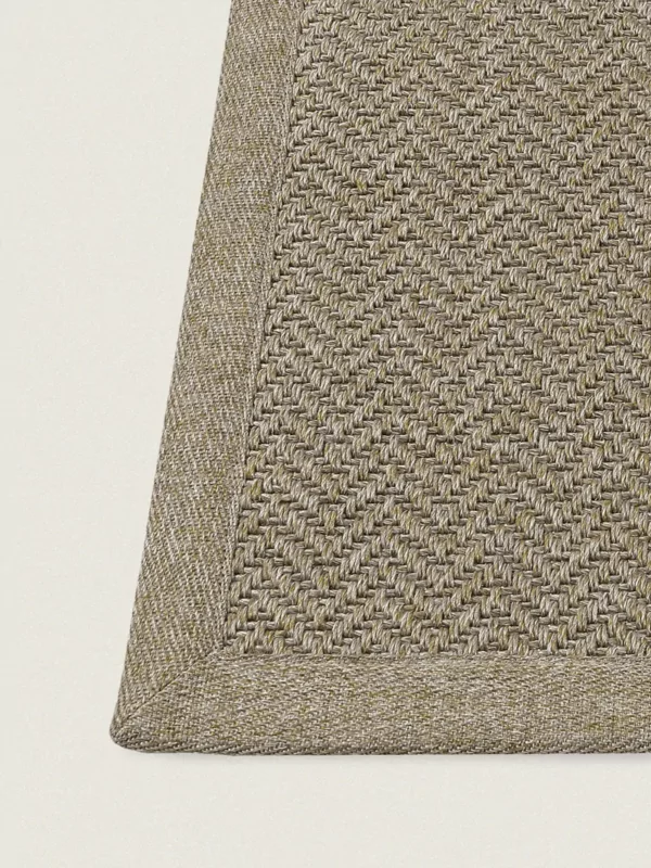 Fijn geweven buiten vloerkleed met zigzag patroon walnoot bruin
