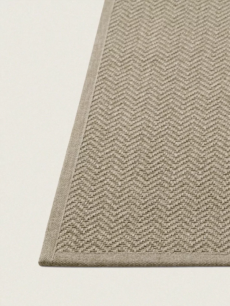 Fijn geweven buiten vloerkleed met zigzag patroon taupe